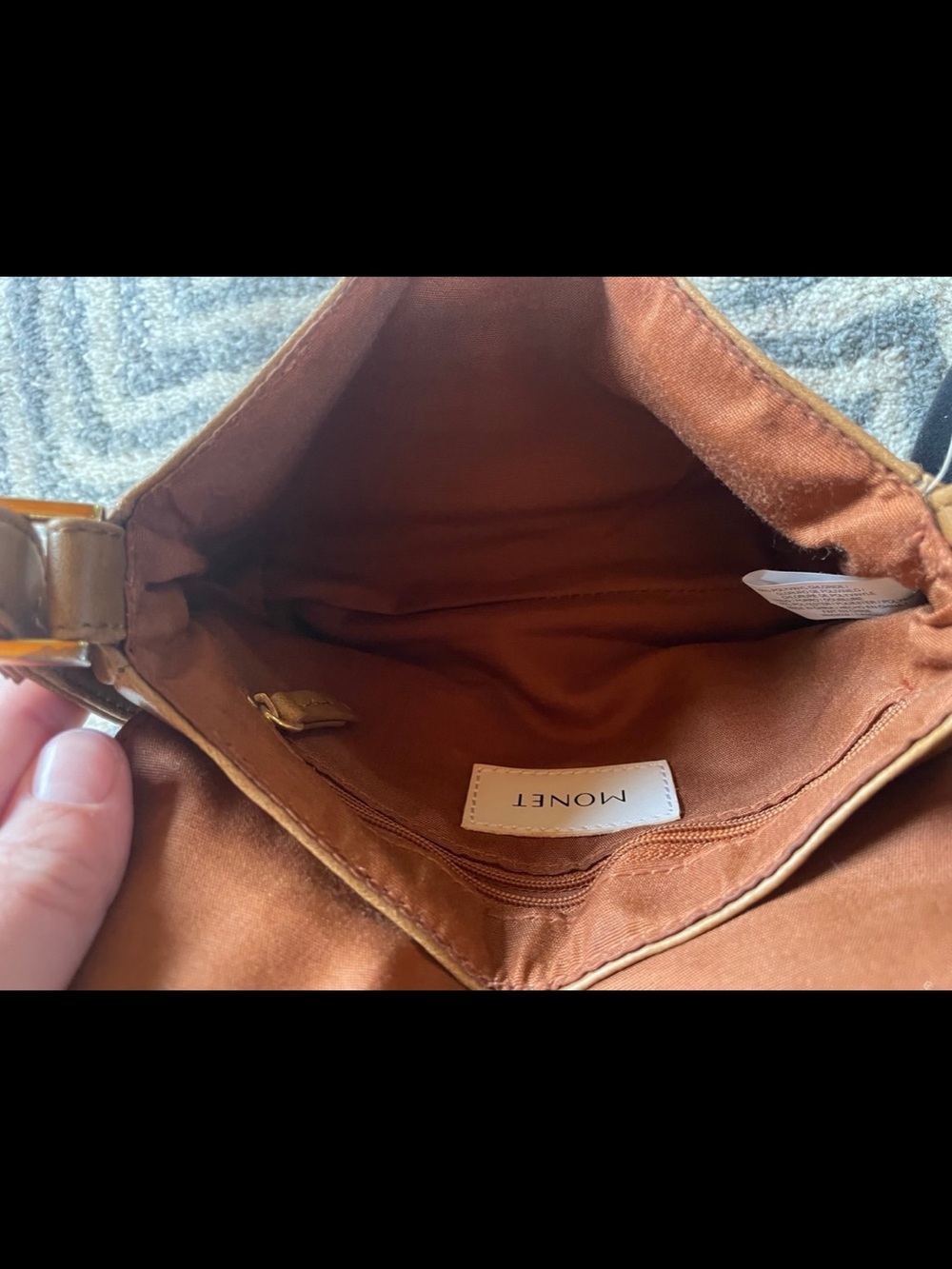 Monet Brown Leather Shoulder Bag - Picture 6 of 7